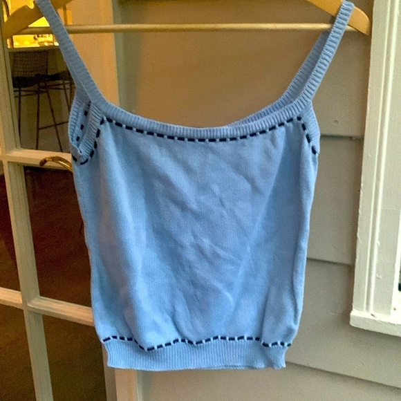 Moschino Sweater Cami Tank Italian 🇮🇹 Cotton Sleeveless Baby Blue 6 - Picture 1 of 5